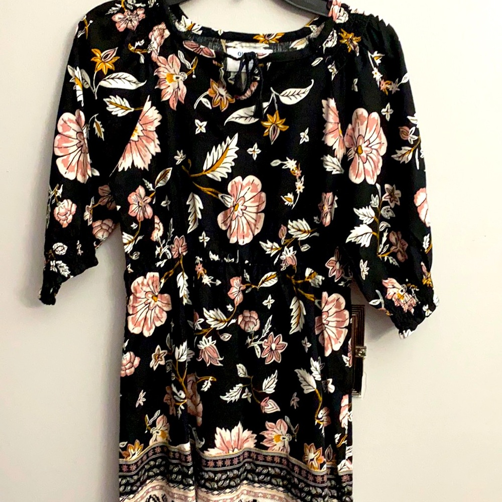 Old navy girls black and floral print dress